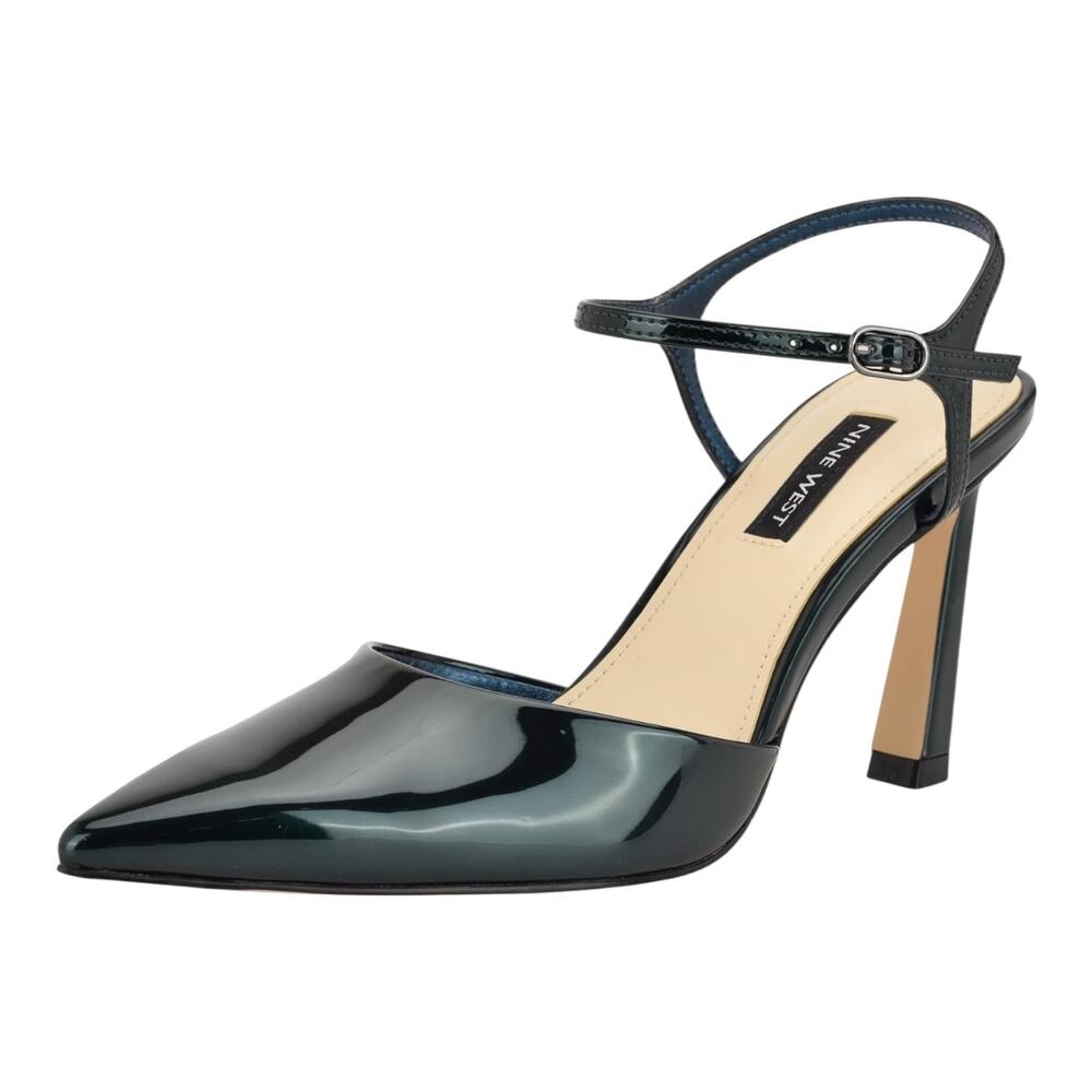Nine West Women's Dres Ankle Strap Stiletto Heel Pumps Teal Metallic Size 7